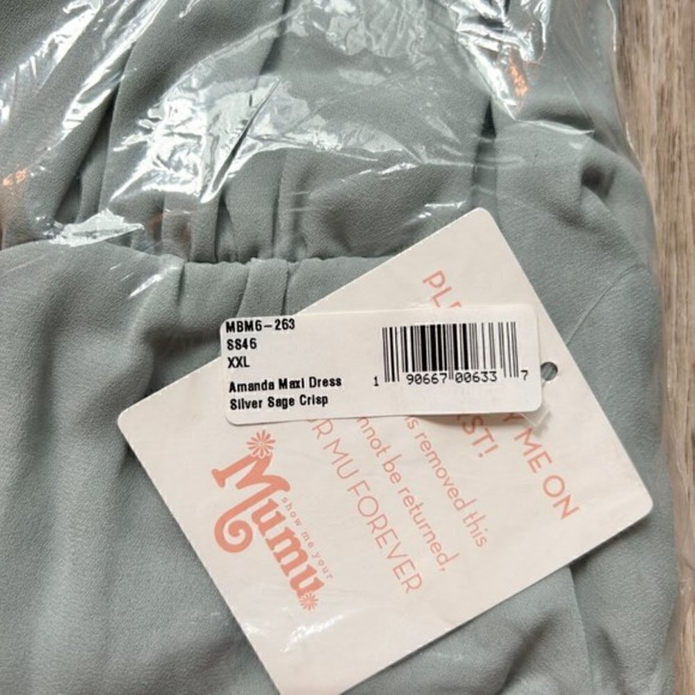 Show Me Your Mumu Amanda Maxi Bridesmaid Dress in Silver Sage Crisp Size XXL NWT - Picture 4 of 4